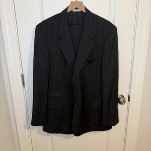 YSL Yves Saint Laurent Dillards 2-Piece Suit Set Men's Gray Striped Wool 42 36 R